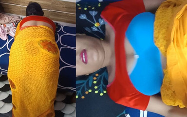 पीली साड़ी में देसी भाभी रोमांटिक सेक्स वेदियो।