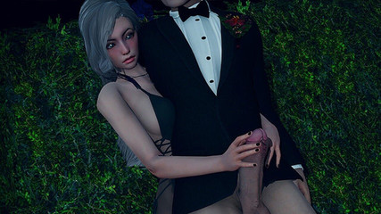 अमीर सुनहरे बालों वाली लड़की मुझे झाड़ी के पीछे मुख-मैथुन दे रही है