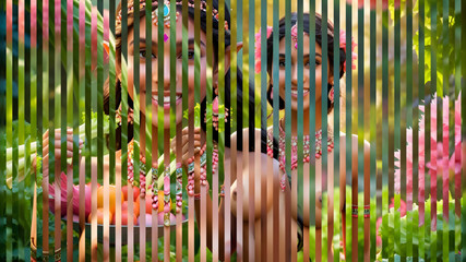 अजवाइन के साथ सुंदर बड़े स्तन वाली नग्न भारतीय योगिनी लड़की